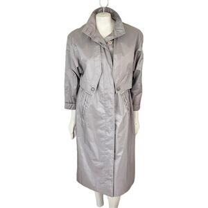 VTG 90s MISTY VALLEY Trench Coat Raincoat in Metallic Bronze SZ M